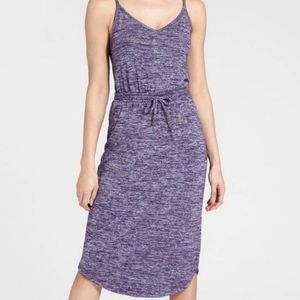 Athleta Spaghetti Strap Heathered Purple Knit Dress with Drawstring Waist